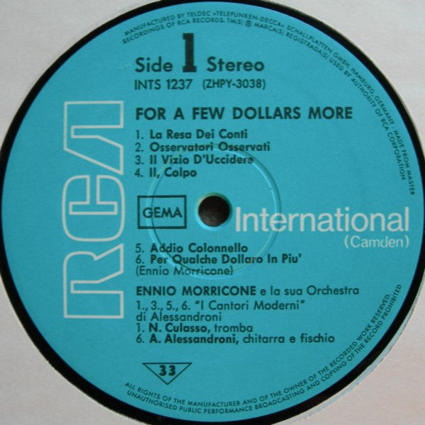 The Ennio Morricone Orchestra : For A Few Dollars More / A Fistful Of Dollars (LP, Comp)