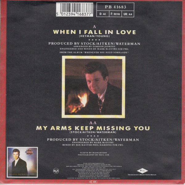 Rick Astley : When I Fall In Love / My Arms Keep Missing You (7", Single)
