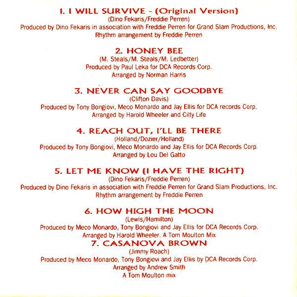 Gloria Gaynor : The Very Best Of Gloria Gaynor  "I Will Survive" (CD, Comp, RE)