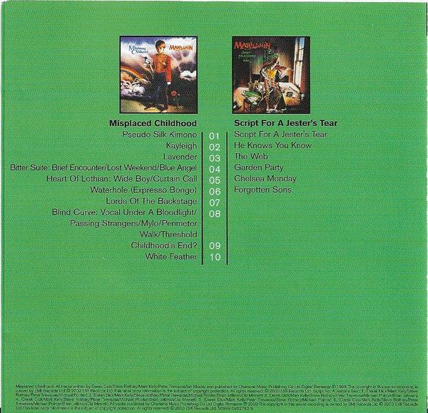 Marillion : Misplaced Childhood / Script For A Jester's Tear  (2xCD, Album, Comp, RM)