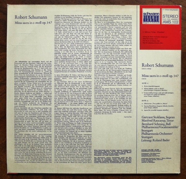 Robert Schumann : Missa Sacra In C-Dur Op. 147 (LP)