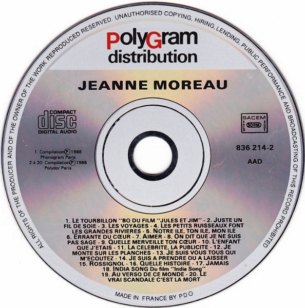 Jeanne Moreau : Jeanne Moreau (CD, Comp)