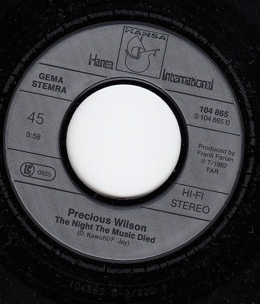 Precious Wilson : Raising My Family (7", Single)