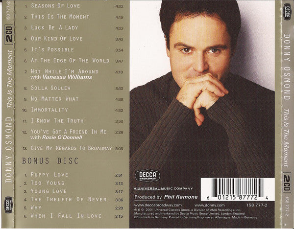 Donny Osmond : This Is The Moment (2xCD, Album, Bon)