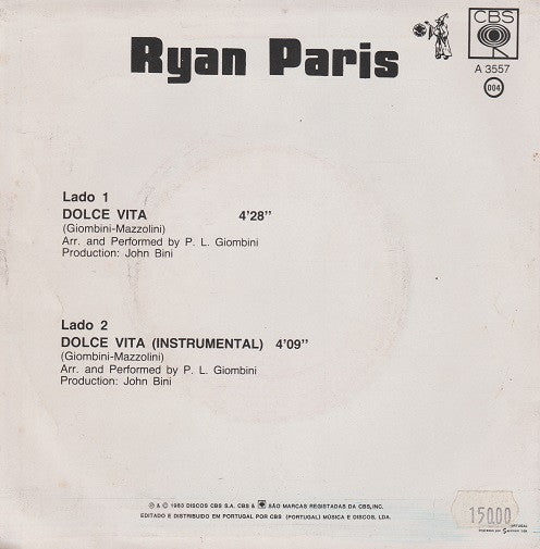 Ryan Paris : Dolce Vita (7", Single)