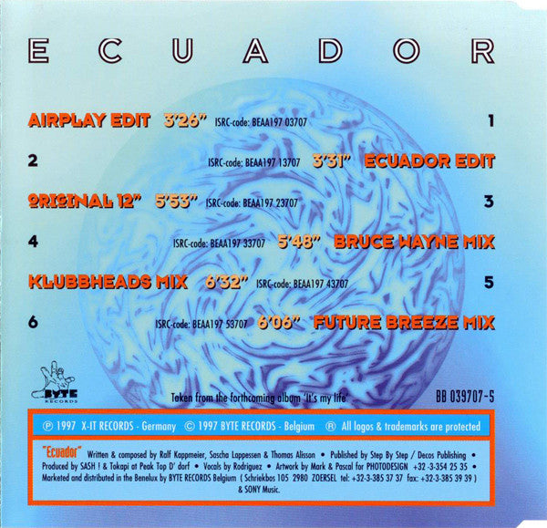 Sash! : Ecuador (CD, Maxi)