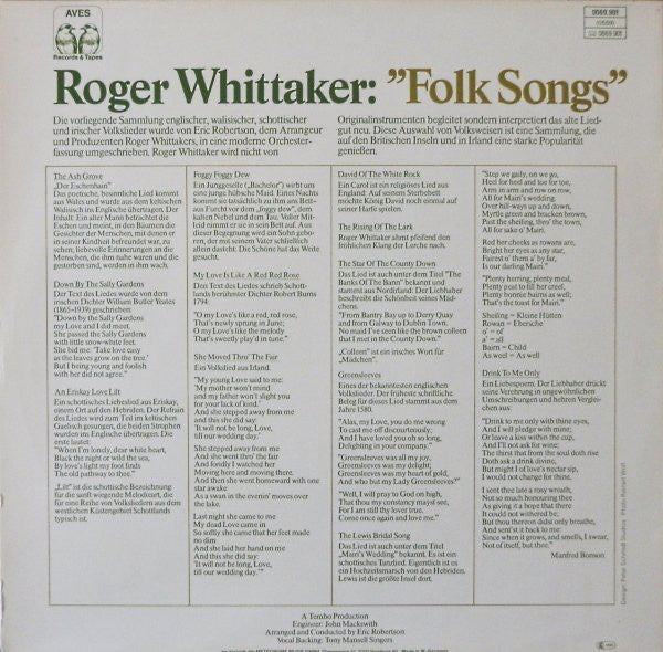 Roger Whittaker : Folk Songs (LP, Album)