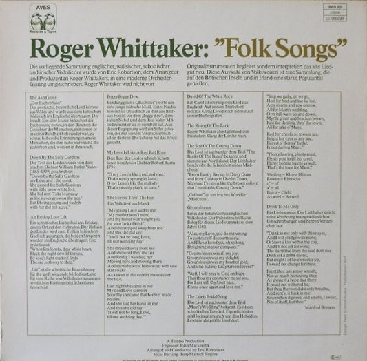 Roger Whittaker : Folk Songs (LP, Album)