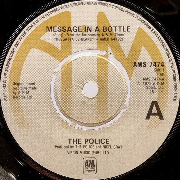The Police : Message In A Bottle (7", Single, Pus)