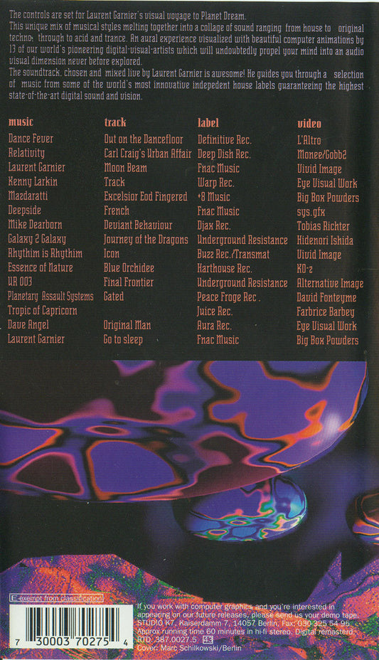 Laurent Garnier : Presents Destination Planet Dream X-Mix-2 (VHS, Mixed, RM)