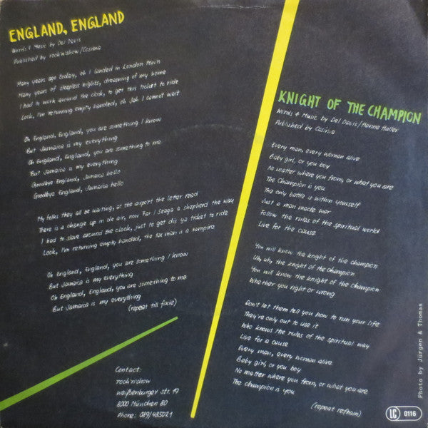 Del Davis : England, England / Knight Of The Champion (7", Single)