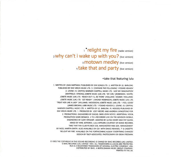 Take That Featuring Lulu : Relight My Fire (CD, Single, CD2)