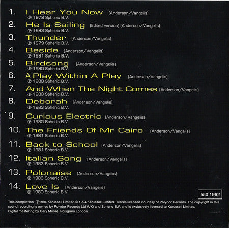 Jon & Vangelis : Chronicles (CD, Comp)