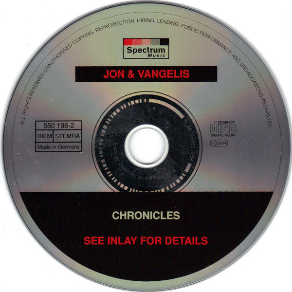 Jon & Vangelis : Chronicles (CD, Comp)