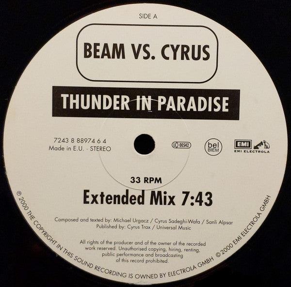 Beam Vs. Cyrus : Thunder In Paradise (12")