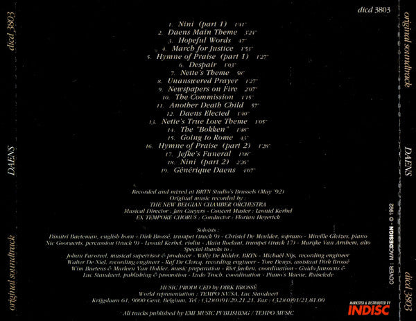 Dirk Brossé - Nieuw Belgisch Kamerorkest : Daens - The Soundtrack (CD, Album)