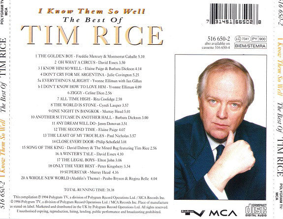 Tim Rice : I Know Them So Well : The Best Of Tim Rice (CD, Comp)