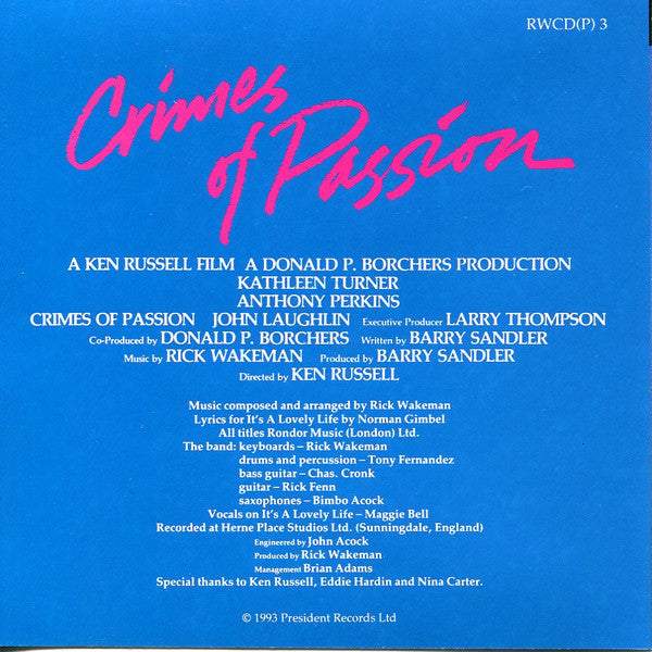 Rick Wakeman : Crimes Of Passion - Original Soundtrack Recording (CD, Album)