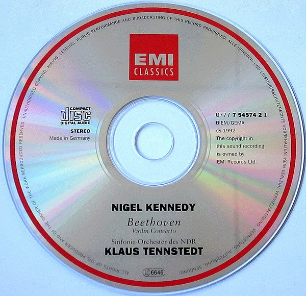 Ludwig van Beethoven, Nigel Kennedy, NDR Sinfonieorchester, Klaus Tennstedt : Beethoven: Violin Concerto (CD, Album, Son)
