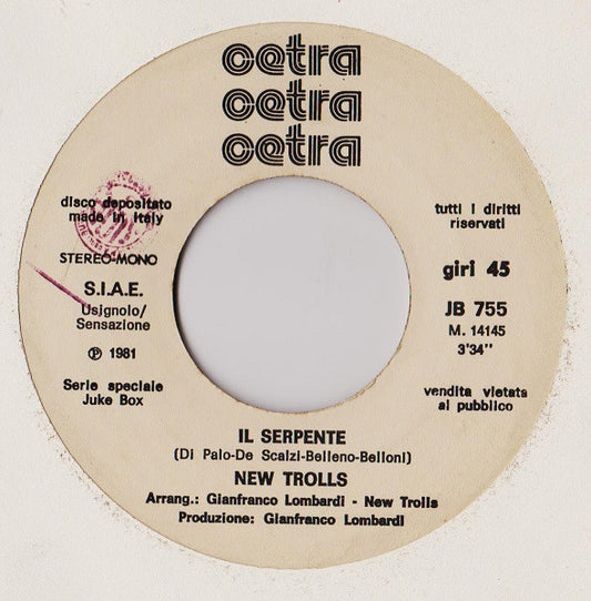 New Trolls / Eugenio Finardi : Il Serpente / Valeria Come Stai? (7", Jukebox)