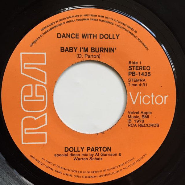Dolly Parton : Baby I'm Burnin'  (7", Single, Mixed)