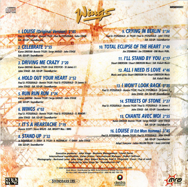 Bonnie Tyler : Wings (CD, Album)