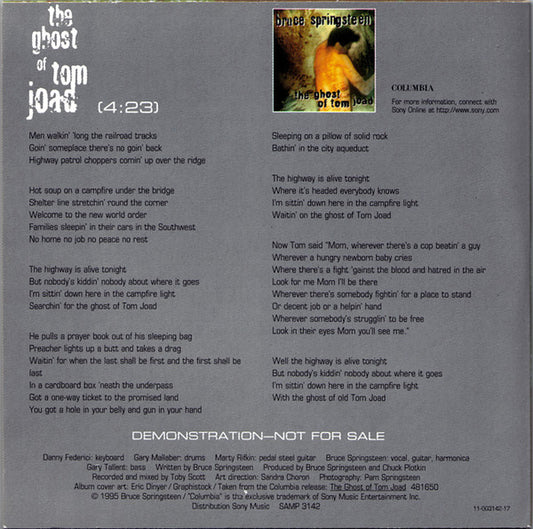 Bruce Springsteen : The Ghost Of Tom Joad (CD, Single, Promo, Car)