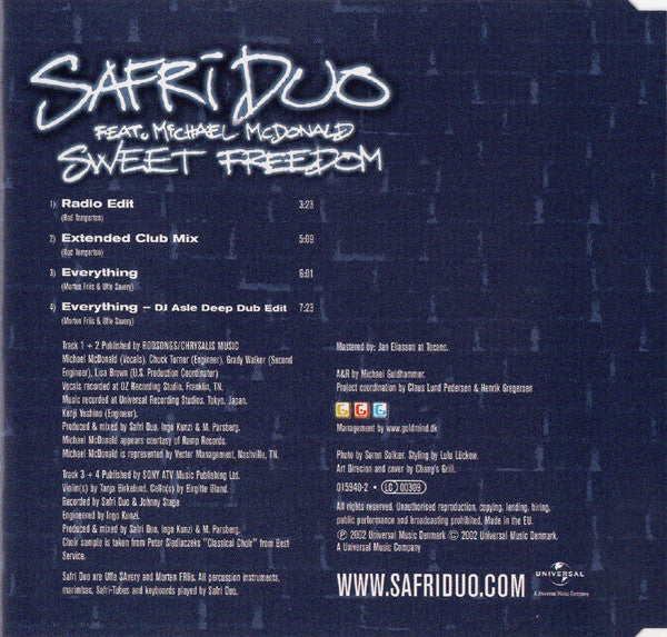 Safri Duo feat. Michael McDonald : Sweet Freedom (CD, Maxi)