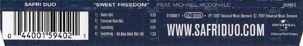Safri Duo feat. Michael McDonald : Sweet Freedom (CD, Maxi)