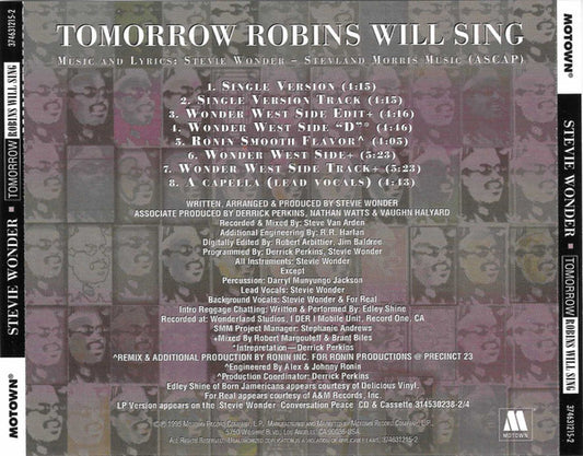 Stevie Wonder : Tomorrow Robins Will Sing (CD, Maxi, Promo)