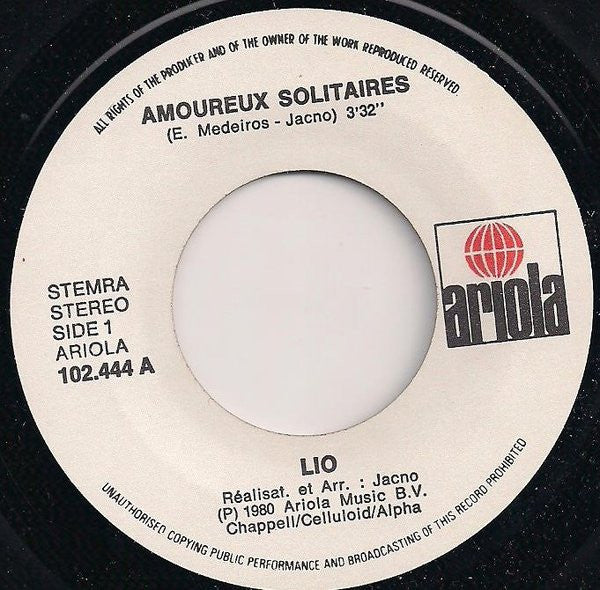 Lio : Amoureux Solitaires (Dis Moi Que Tu M'aimes) (7", Single)