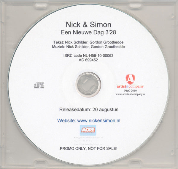 Nick & Simon : Een Nieuwe Dag (CD, Single, Promo)