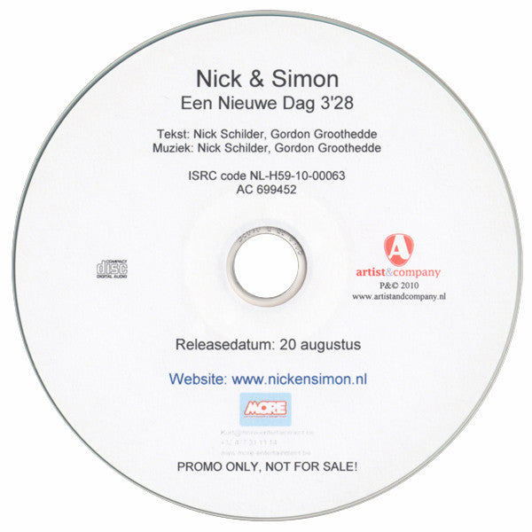 Nick & Simon : Een Nieuwe Dag (CD, Single, Promo)