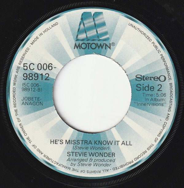 Stevie Wonder : Sir Duke (7", Single, Ora)