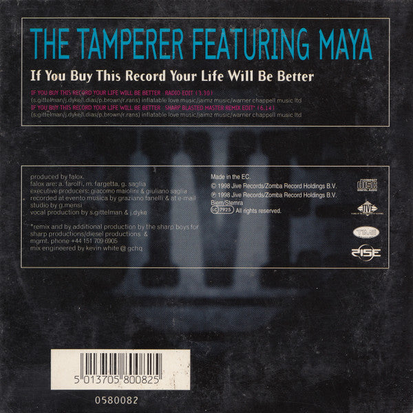 The Tamperer Featuring Maya : If You Buy This Record Your Life Will Be Better (CD, Single, Car)