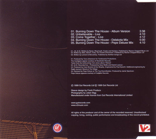 Tom Jones And The Cardigans : Burning Down The House (CD, Maxi)