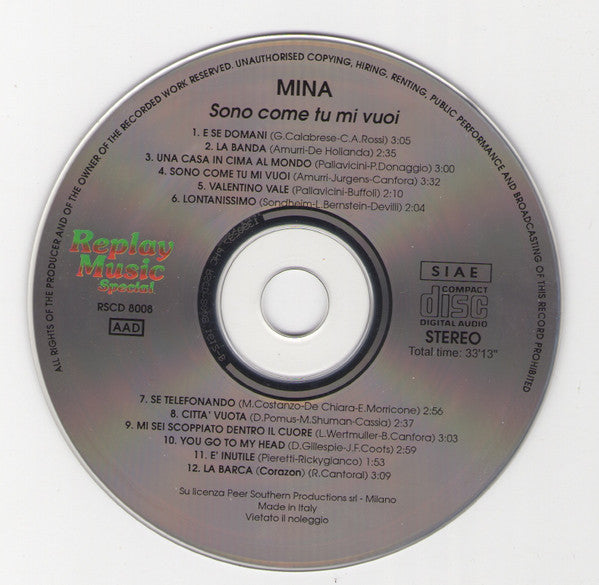 Mina (3) : Sono Come Tu Mi Vuoi (CD, Comp)