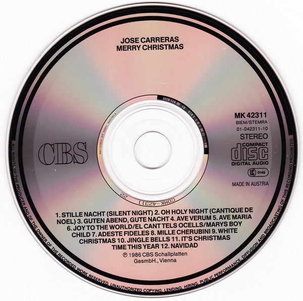 José Carreras : Merry Christmas (CD, Album)