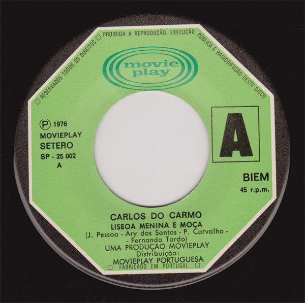 Carlos Do Carmo : Lisboa Menina E Moça (7", Single)