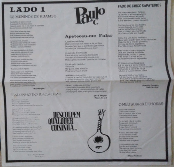 Paulo de Carvalho : Desculpem Qualquer Coisinha (LP, Album)