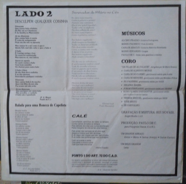 Paulo de Carvalho : Desculpem Qualquer Coisinha (LP, Album)
