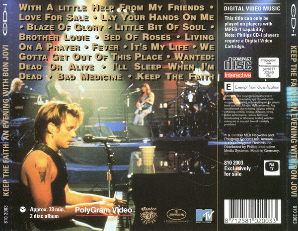 Bon Jovi : Keep The Faith - An Evening With Bon Jovi (2xCDi, RE, PAL, Ver)