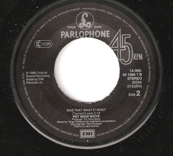 Pet Shop Boys : Opportunities (Let's Make Lots Of Money) (7", Single)