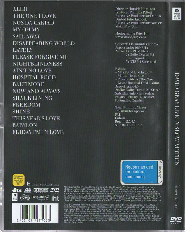 David Gray : Live In Slow Motion (DVD-V, PAL)