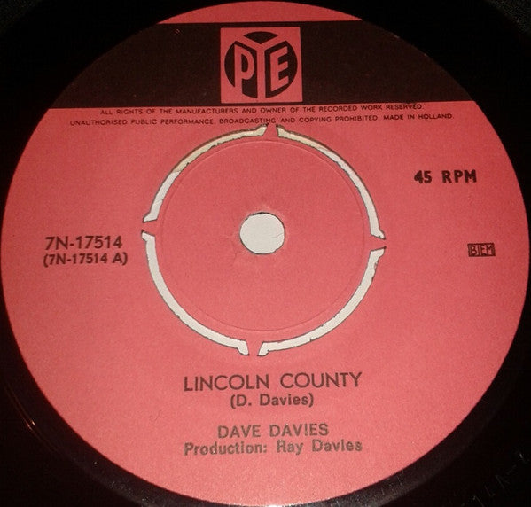 Dave Davies : Lincoln County (7", Single)