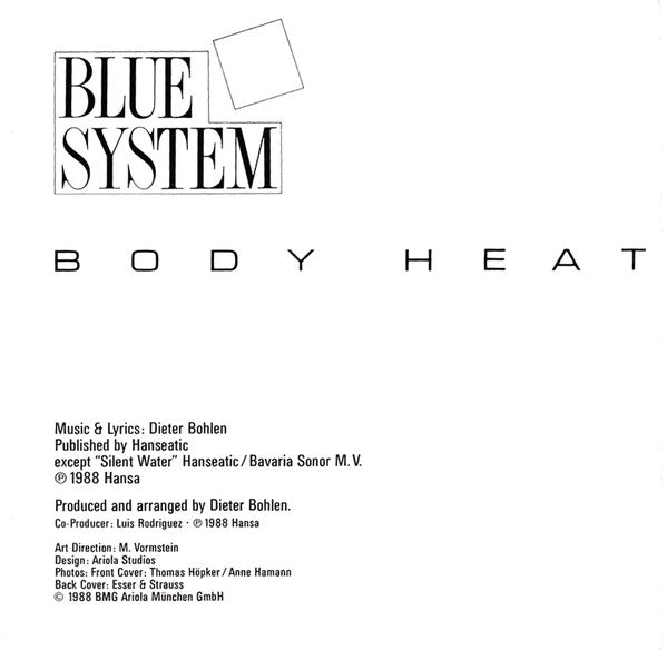 Blue System : Body Heat (CD, Album, RE)