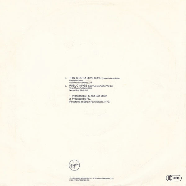 Public Image Limited : This Is Not A Love Song (7", Single)