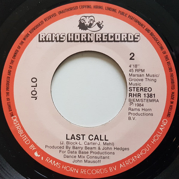Jolo : Last Call (7", Single)