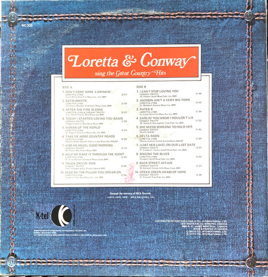 Conway Twitty & Loretta Lynn : Sing The Great Country Hits (LP, Comp)