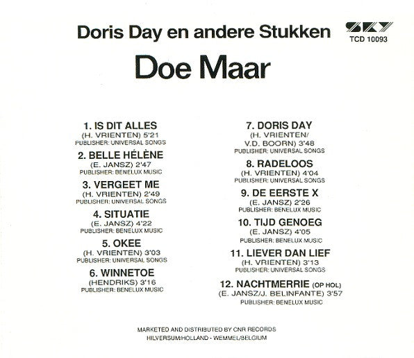 Doe Maar : Doris Day En Andere Stukken (CD, Album, RE)